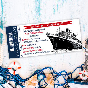 Cruiseschip Boarding Pass Verjaardag uitnodiging