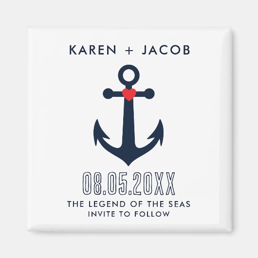 Cruiseschip Bruiloft Anker Save the Date Magneet (Voorkant)