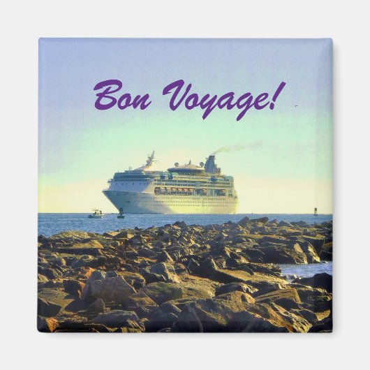 Cruiseschip en Jetties Bon Voyage Magneet (Voorkant)