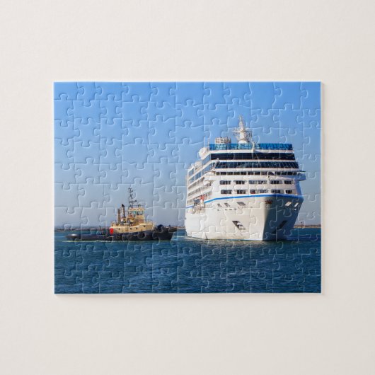 Cruiseschip en sleepboot legpuzzel (Horizontaal)