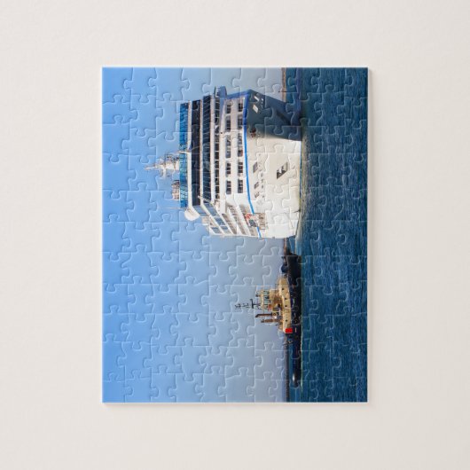 Cruiseschip en sleepboot legpuzzel (Verticaal)