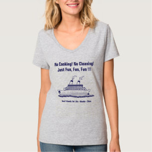 Cruiseschip Familie Vrienden Monogram blauw T-shirt