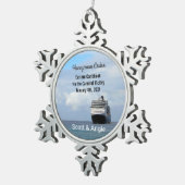 cruiseschip | Honeymoon gepersonaliseerd Tin Sneeuwvlok Ornament (Rechts)
