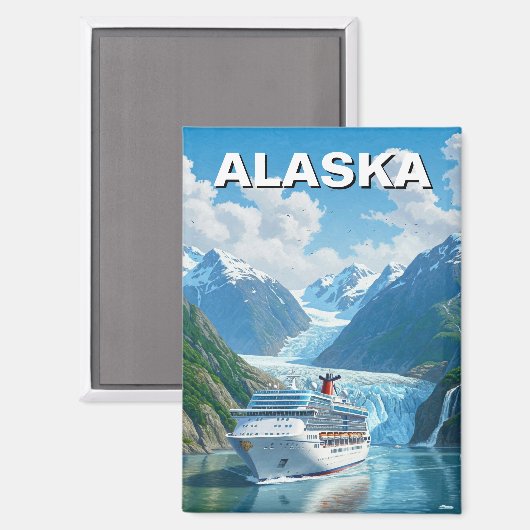Cruiseschip in Alaska Reizen Magneet (Voorkant / Achterkant)