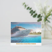 Cruiseschip in de buurt van een strand briefkaart (Staand voorkant)