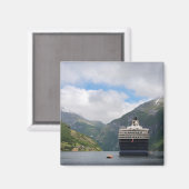 Cruiseschip in Geirangerfjord magneet (Voorkant / Achterkant)
