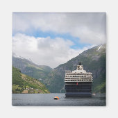 Cruiseschip in Geirangerfjord magneet (Voorkant)