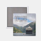 Cruiseschip in Geirangerfjord tekstmagneet Magneet (Voorkant / Achterkant)