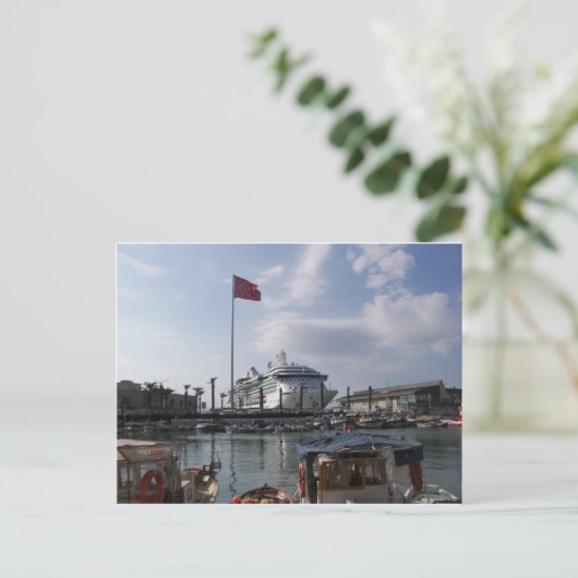 cruiseschip in haven briefkaart (Staand voorkant)