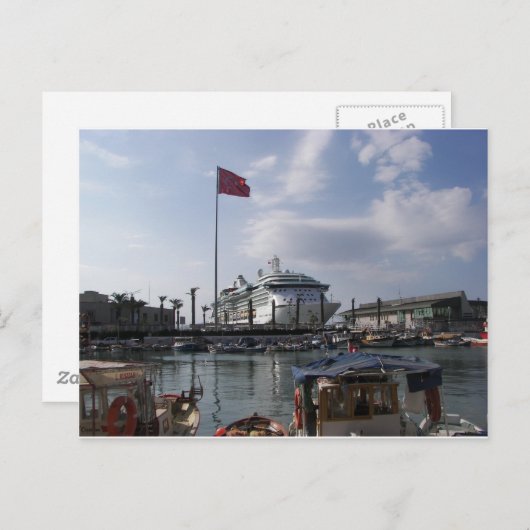 cruiseschip in haven briefkaart (Voorkant / Achterkant)