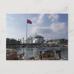 cruiseschip in haven briefkaart