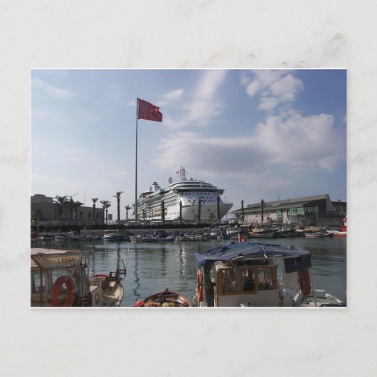 cruiseschip in haven briefkaart (Voorkant)