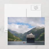 Cruiseschip in het briefkaart Geirangerfjord (Voorkant / Achterkant)