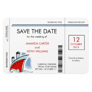 Cruiseschip instapkaart Save the Date Magnets Magneet