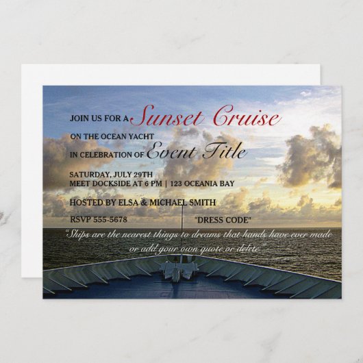 © Cruiseschip Jacht Boot Zonsondergang Feest Kaart (Voorkant / Achterkant)