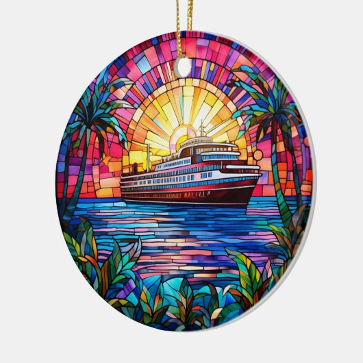 cruiseschip keramisch ornament (Links)