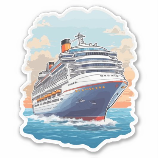 Cruiseschip kleurrijk sticker (Voorkant)