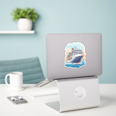 Cruiseschip kleurrijk sticker (Laptop op bureau)