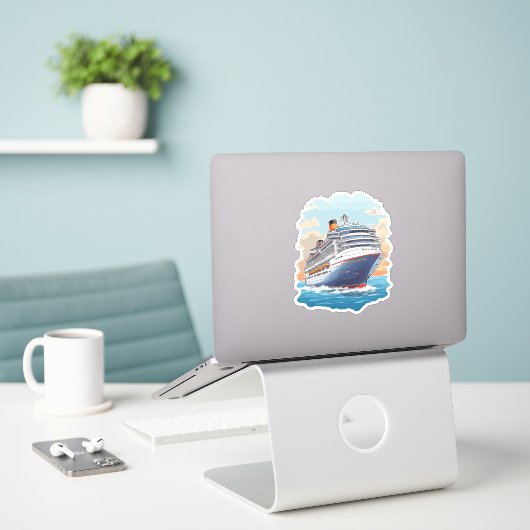Cruiseschip kleurrijk sticker (Laptop op bureau)