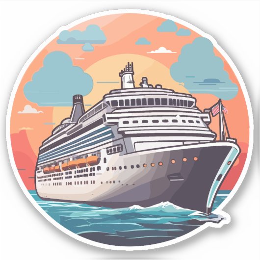 Cruiseschip kleurrijk sticker (Voorkant)