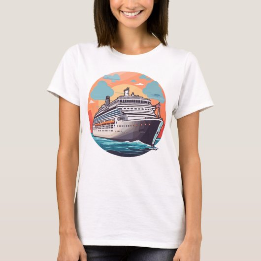Cruiseschip kleurrijk t-shirt (Voorkant)