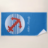 Cruiseschip met anker- en douanenaam strandlaken (Voorkant)