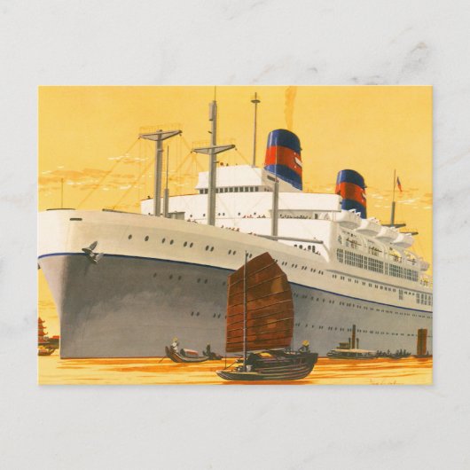  cruiseschip met Junks Boats naar Orient Briefkaart (Voorkant)