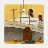  cruiseschip met Junks Boats naar Orient Keramisch Ornament (Achterkant)