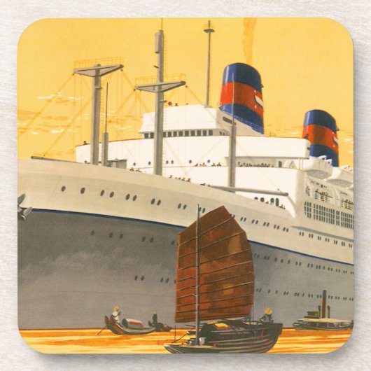  cruiseschip met Junks Boats naar Orient Onderzetter (Voorkant)