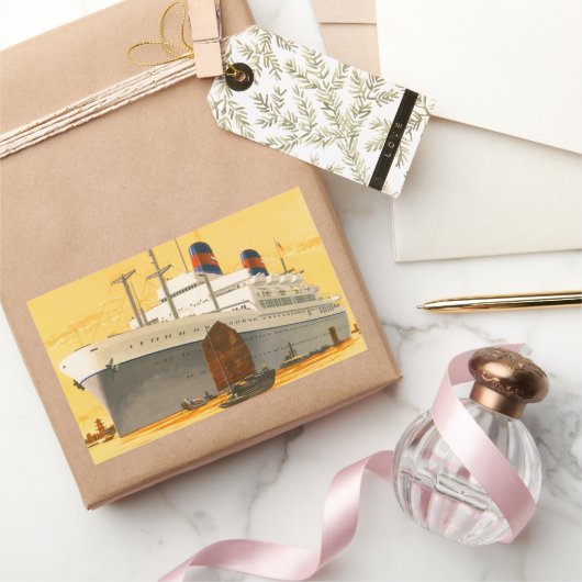 cruiseschip met Junks Boats naar Orient Rechthoekige Sticker (Geschenken)