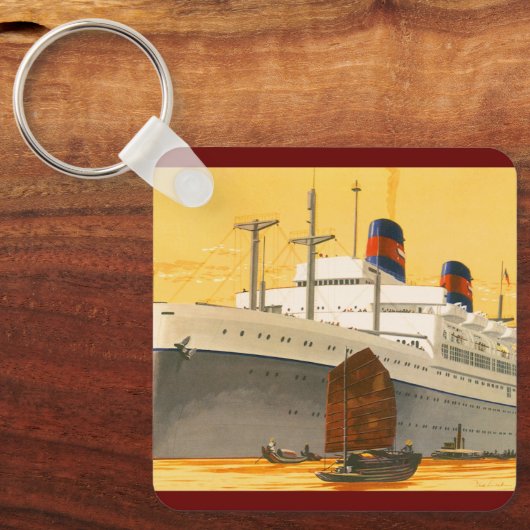  cruiseschip met Junks Boats naar Orient Sleutelhanger (Voorkant)