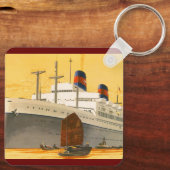  cruiseschip met Junks Boats naar Orient Sleutelhanger (Achterkant)