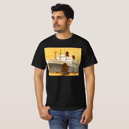  cruiseschip met Junks Boats naar Orient T-shirt (Voorkant volledig)