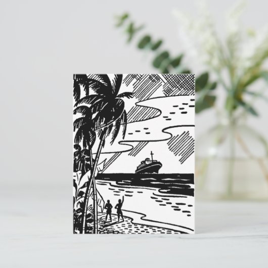 Cruiseschip met omloop briefkaart (Staand voorkant)