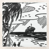 Cruiseschip met omloop glazen onderzetter (Voorkant)