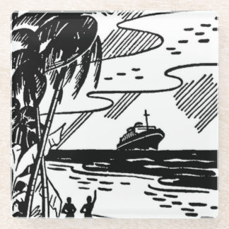 Cruiseschip met omloop glazen onderzetter