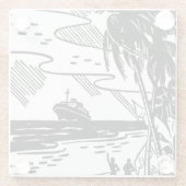 Cruiseschip met omloop glazen onderzetter (Achterkant)