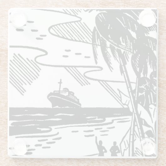 Cruiseschip met omloop glazen onderzetter (Achterkant)