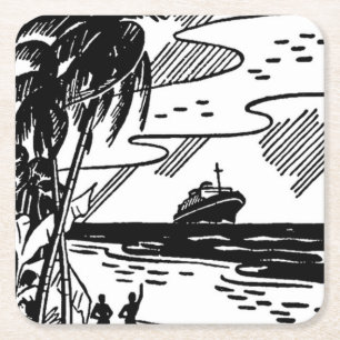 Cruiseschip met omloop kartonnen onderzetters