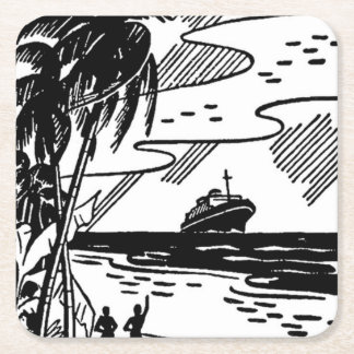 Cruiseschip met omloop kartonnen onderzetters