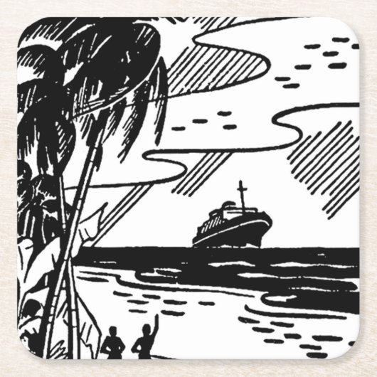 Cruiseschip met omloop kartonnen onderzetters (Voorkant)