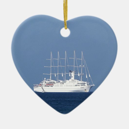 cruiseschip met zeilen keramisch ornament (Voorkant)