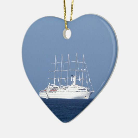 cruiseschip met zeilen keramisch ornament (Links)