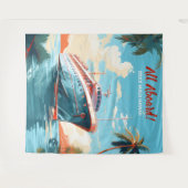 Cruiseschip naar tropische bestemming achtergrond wandkleed (Voorkant (horizontaal))