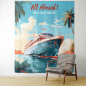 Cruiseschip naar tropische bestemming achtergrond wandkleed (In situ)