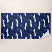 Cruiseschip nautisch blauw wit patroon strandlaken (Voorkant)