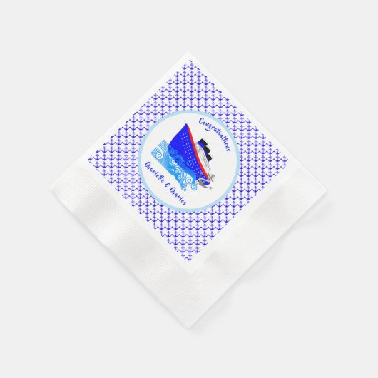 Cruiseschip nautisch gepersonaliseerd servet (Hoek)