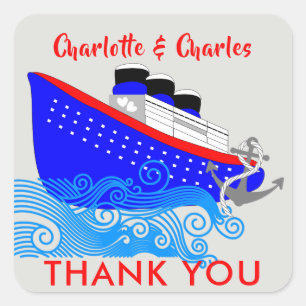 Cruiseschip nautisch gepersonaliseerd vierkante sticker