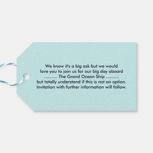 Cruiseschip nautische bruiloft opslaan van de datu cadeaulabel (Achterkant Horizontaal)