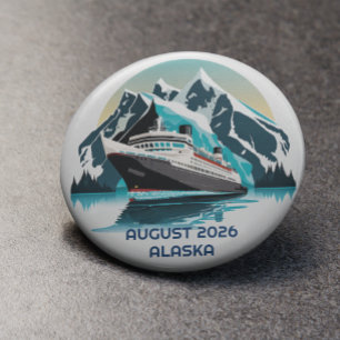 Cruiseschip Oceaan  Alaska berg Ronde Button 7,6 Cm